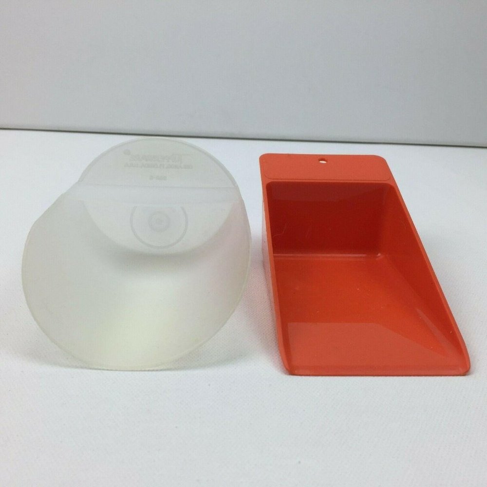 Tupperware Lot Set 2 Rocker & Canister Scoops Sheer White & Orange #292  #1452